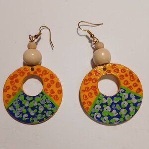 Afrocentric Earrings / Wooden Earrings / Hand-painted Earrings